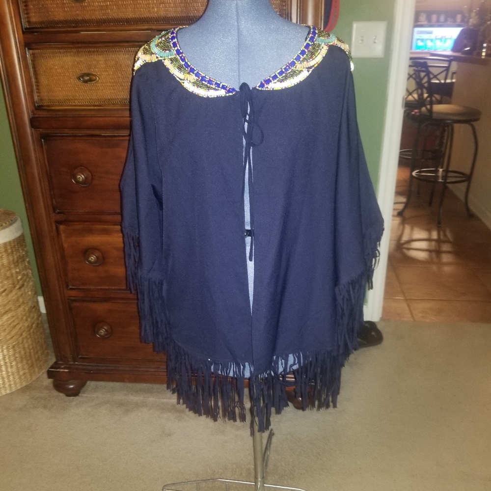 New Alberto Makali Black Beaded Shawl XL